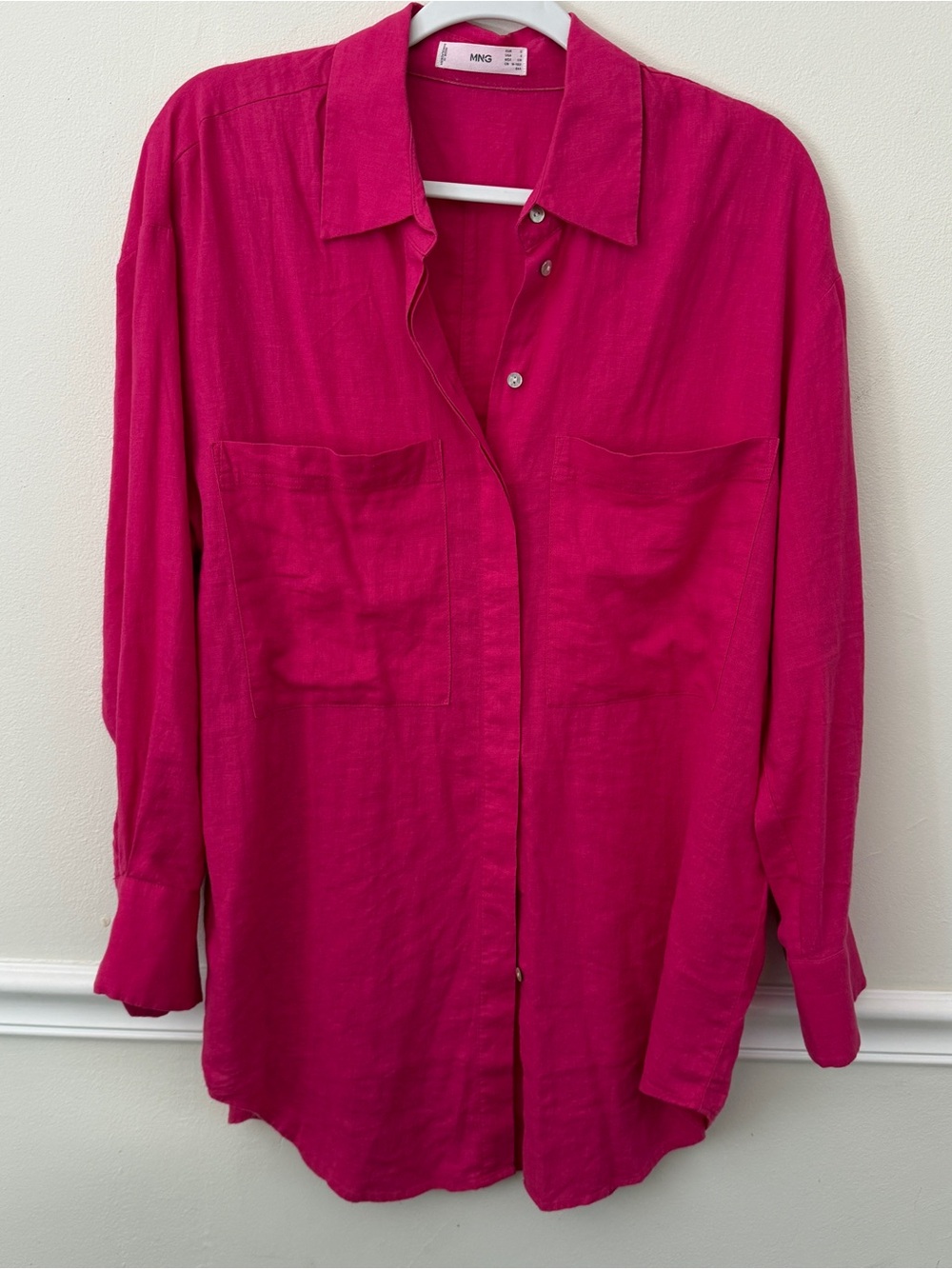 Mango Pink Button-Front Relaxed Shirt Size S/4